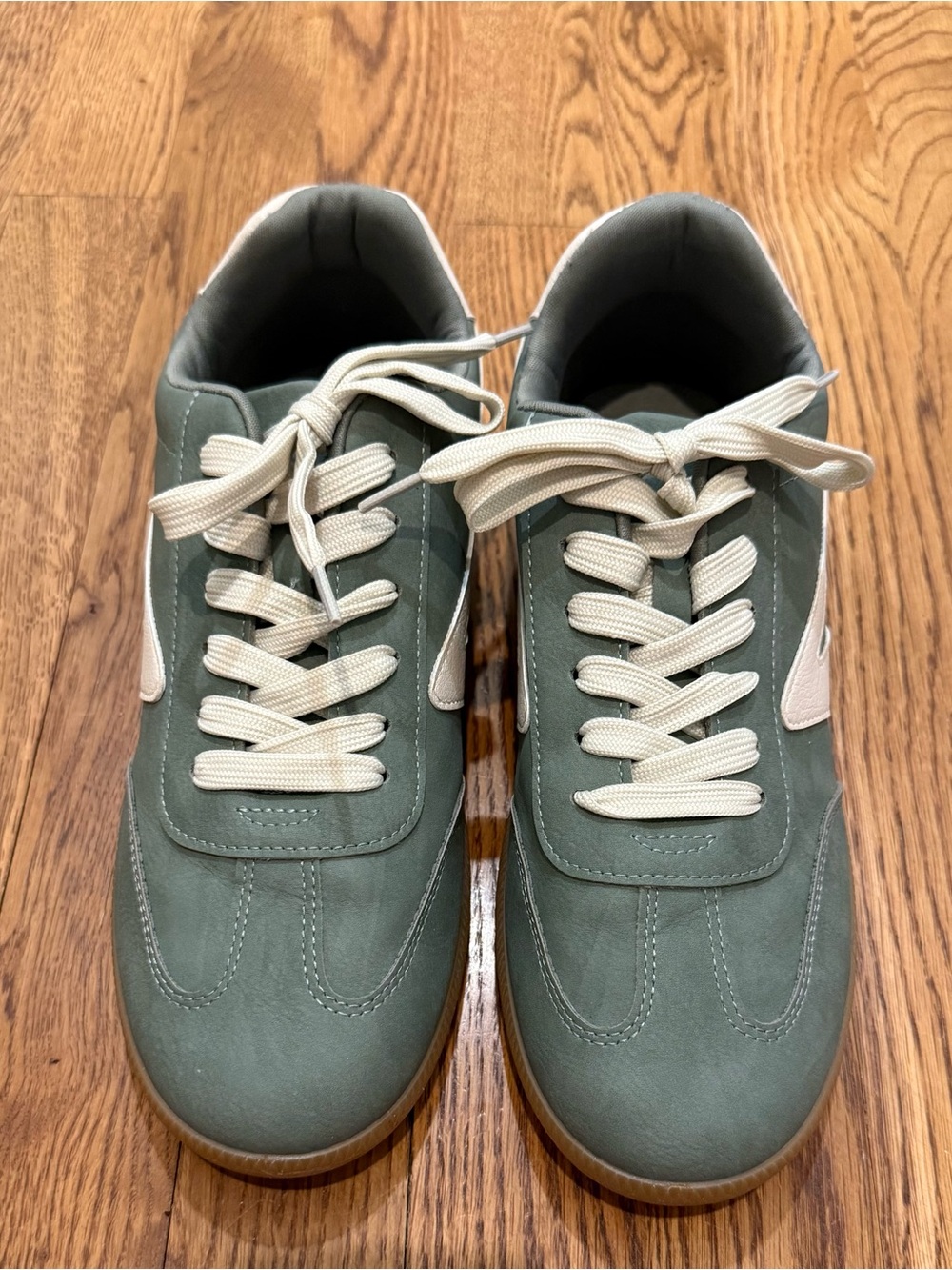 Dolce Vita Sage Green and Cream Lace-Up Sneakers